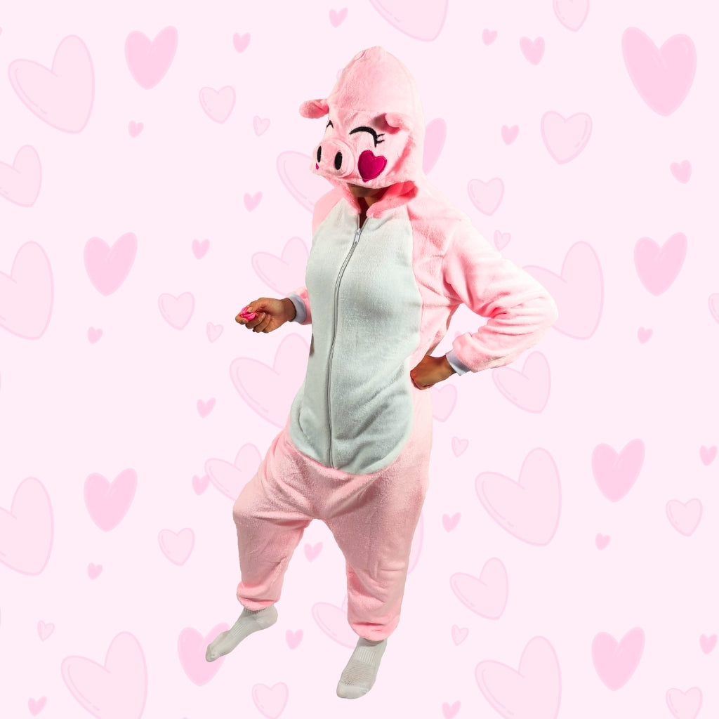 Pijama Térmica De Cerdita kigurumi de animales Para Adultos Y Niños