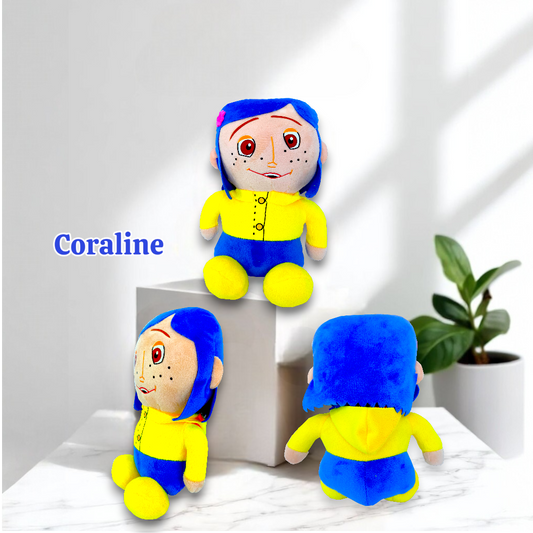 Combo Peluche Coraline Ojos Botones La Puerta Secreta 25 Cm