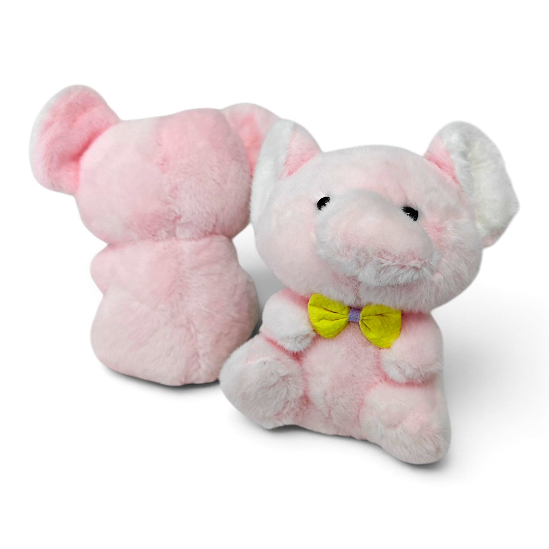 Peluche Elefante Rosado con Moño Azúl
