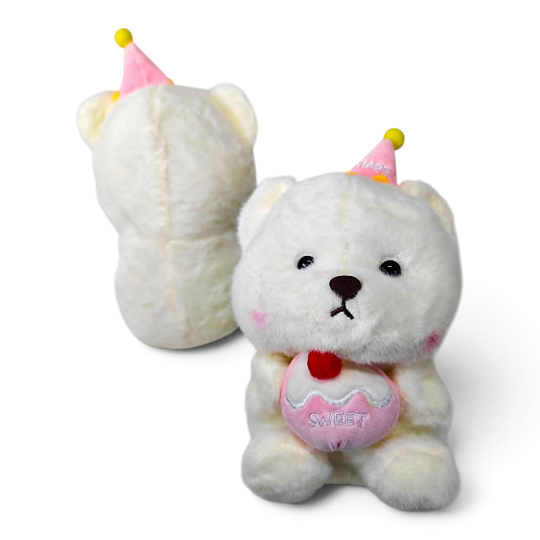 Peluche Osito Cumpleaños con Gorro Rosado