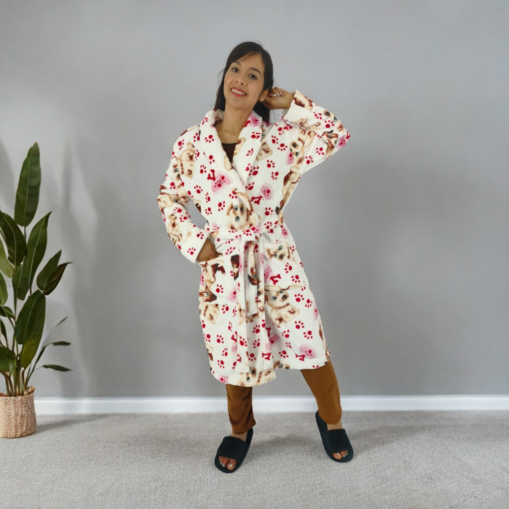 Bata estampada levantadora térmica para dama pijama