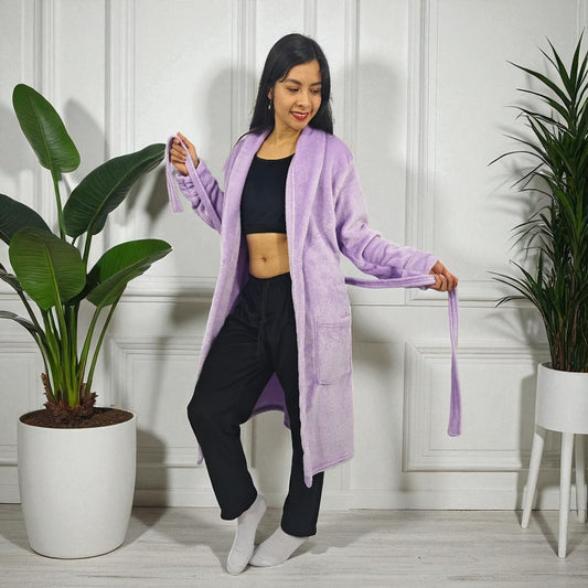 Bata para dama unicolor levantadora térmica lila