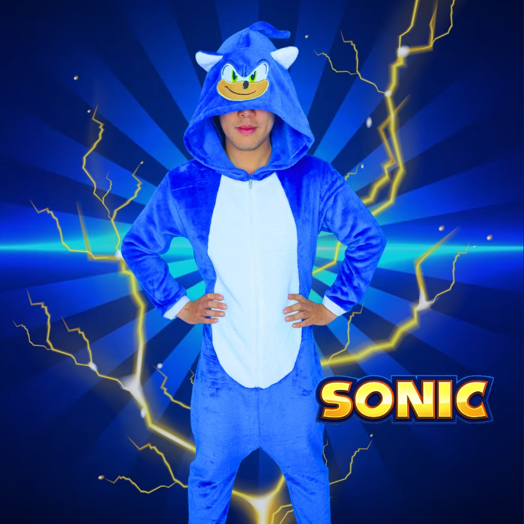 Pijama Térmica De Sonic Azul Para Adultos Y Niños