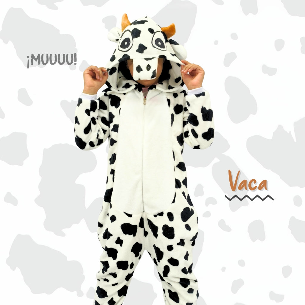 Pijama Kigurumi Térmica De Vaca Para Adultos Y Niños