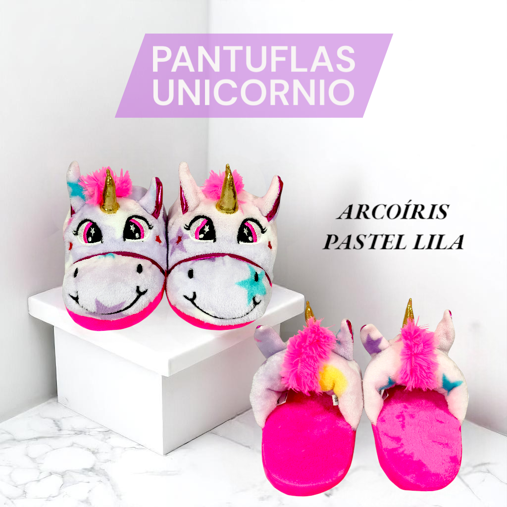 Babuchas, Pantuflas De Unicornio Para Niños Y Adultos Colores Arcoíris