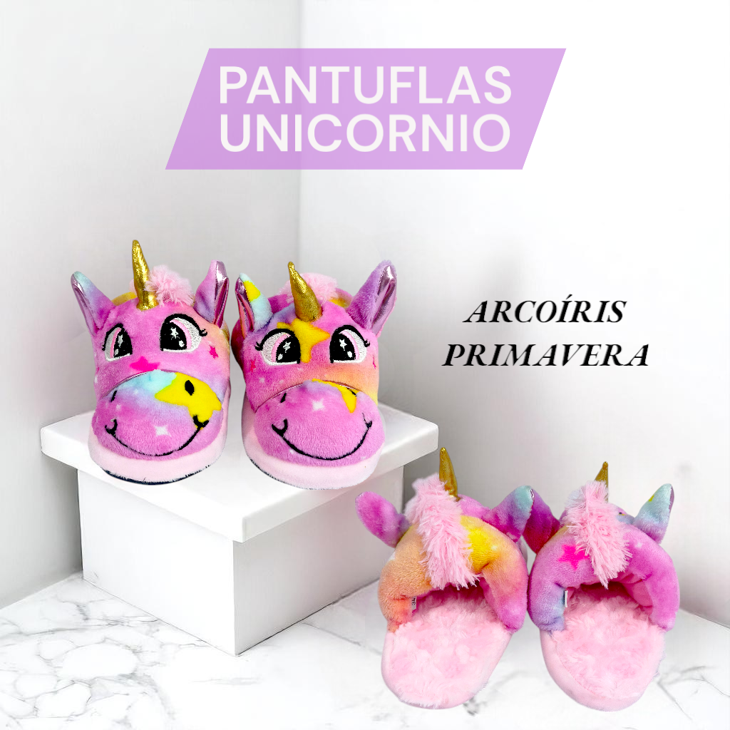 Babuchas, Pantuflas De Unicornio Para Niños Y Adultos Colores Arcoíris