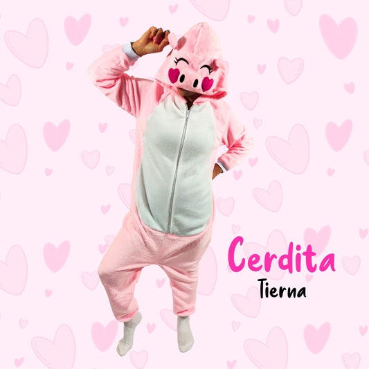 Pijama Térmica De Cerdita kigurumi de animales Para Adultos Y Niños