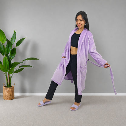 Bata para dama unicolor levantadora térmica lila