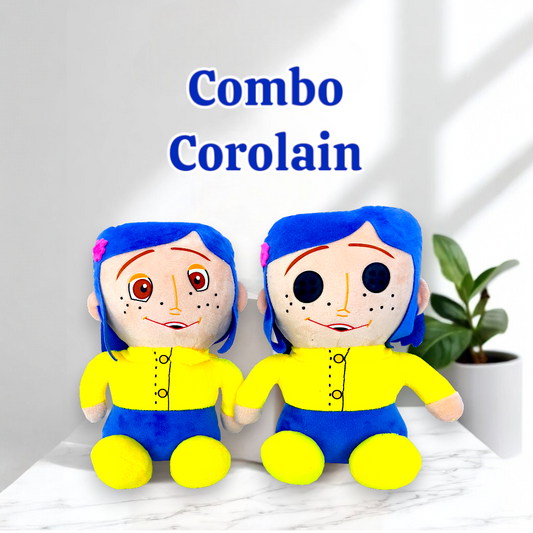 Combo Peluche Coraline Ojos Botones La Puerta Secreta 25 Cm