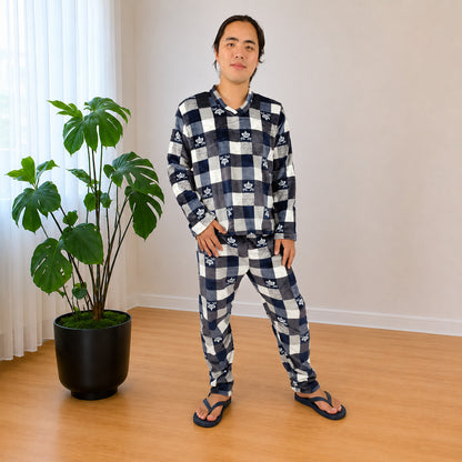 Pijama para hombre estampada Coronas Cuadros Térmica Dos Piezas Sencilla