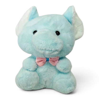Peluche Elefante Azul con Moño Rosado