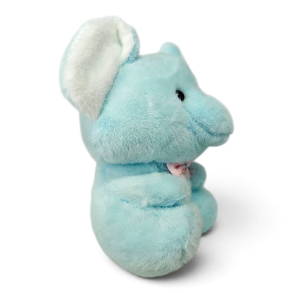 Peluche Elefante Azul con Moño Rosado