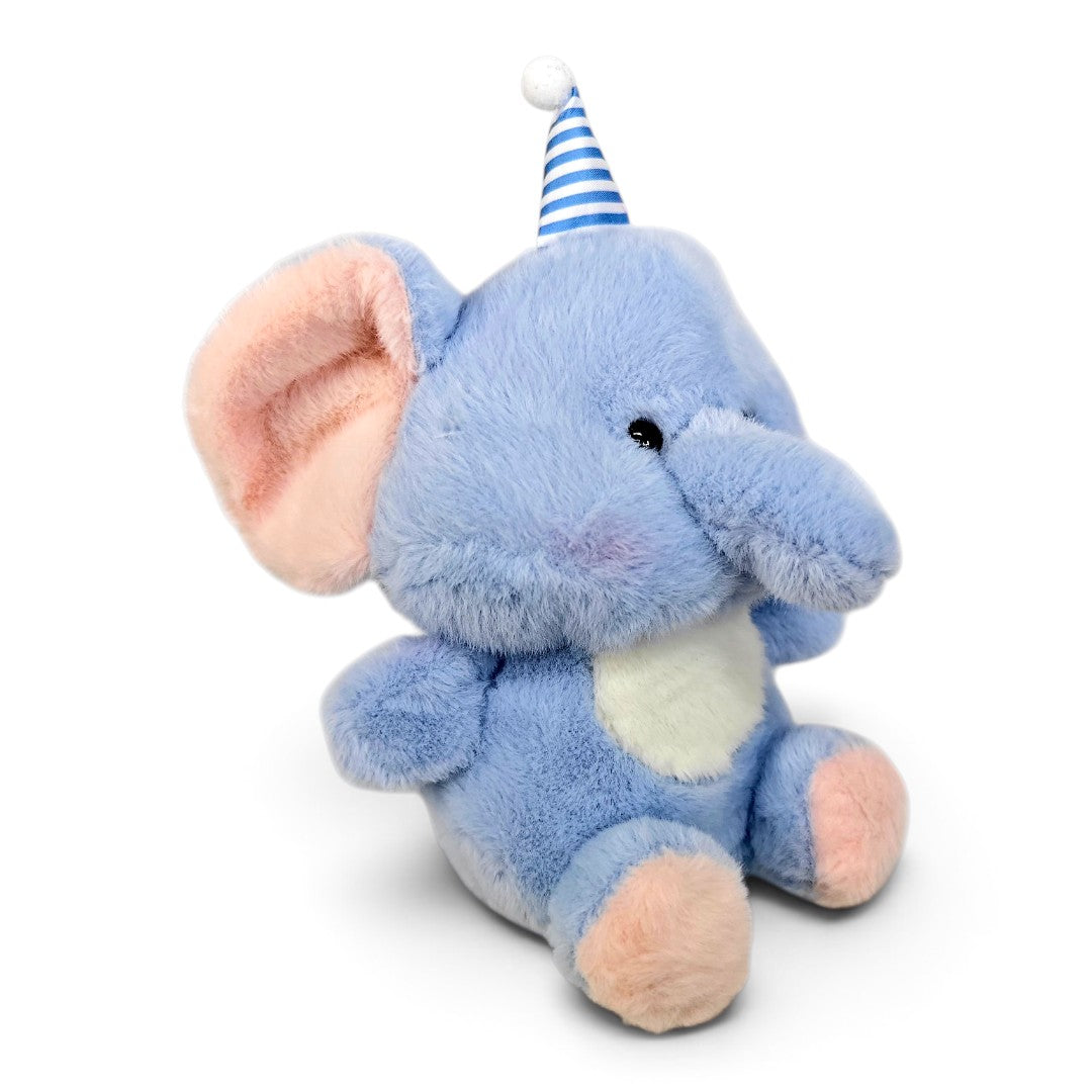 Peluche Elefante Azul con Gorro Azul