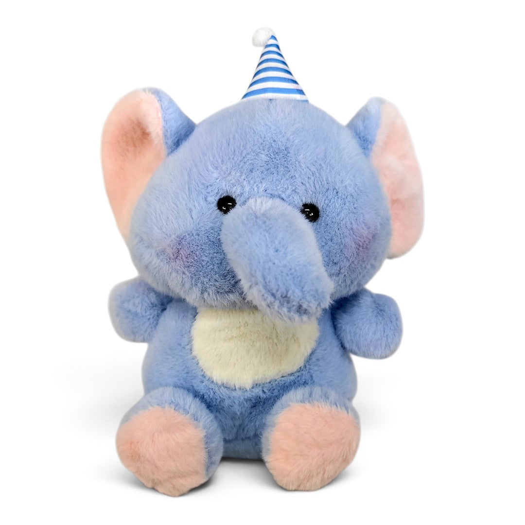 Peluche Elefante Azul con Gorro Azul