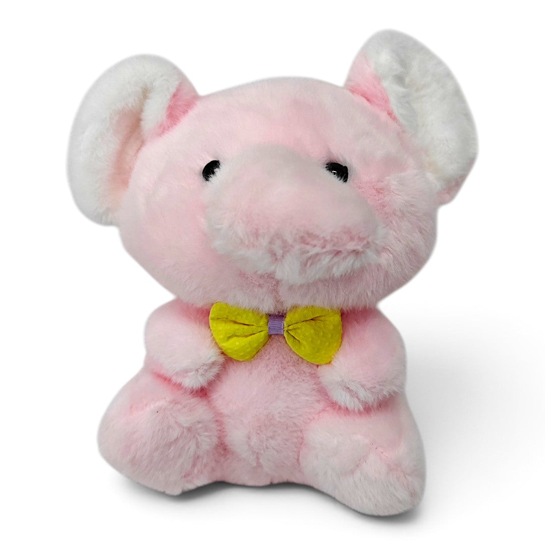 Peluche Elefante Rosado con Moño Azúl