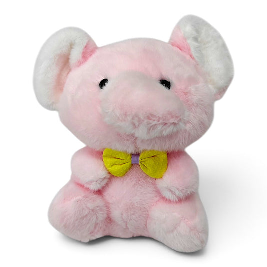 Peluche Elefante Rosado con Moño Azúl