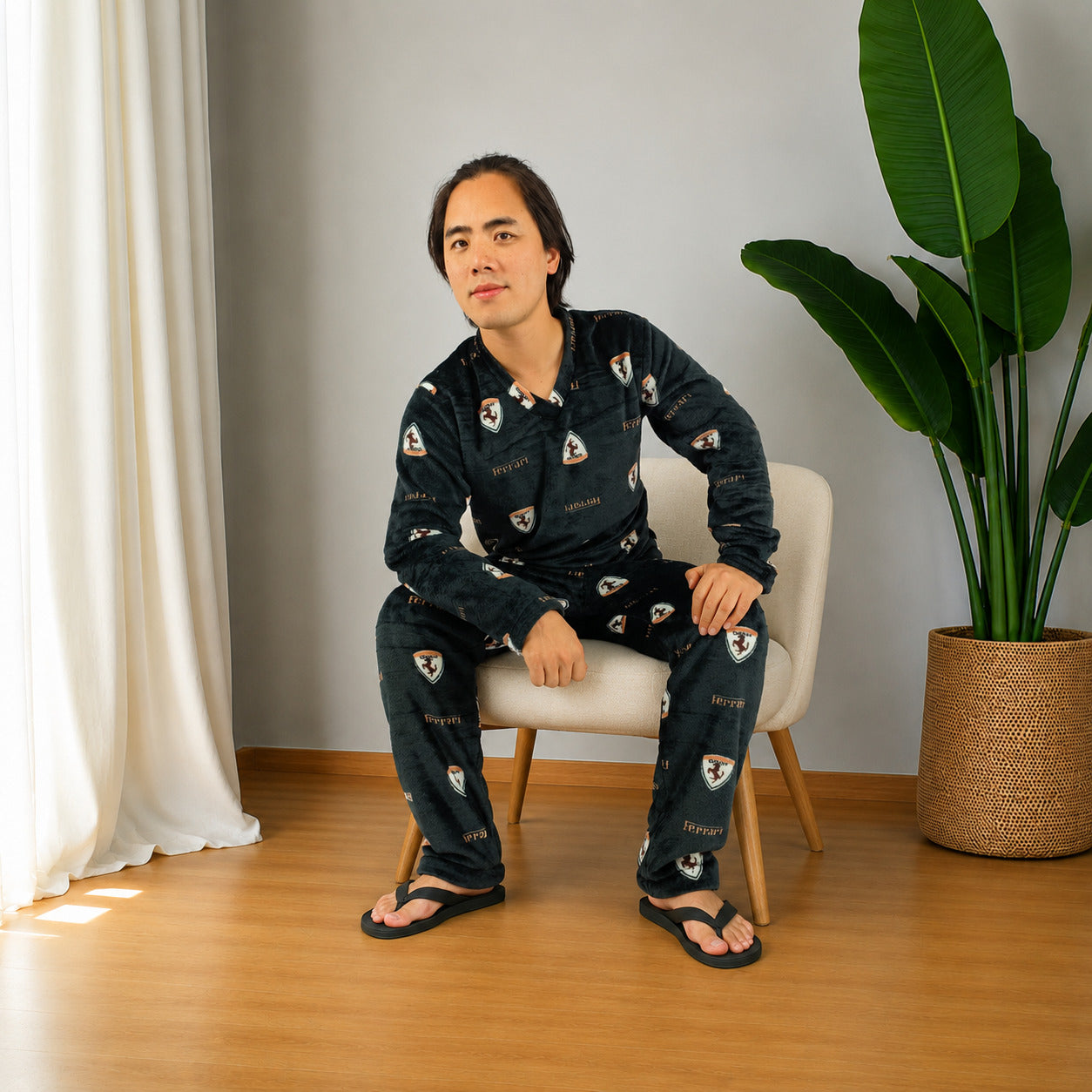 Pijama Térmica Dos Piezas estampada Ferrari Sencilla Para Hombre