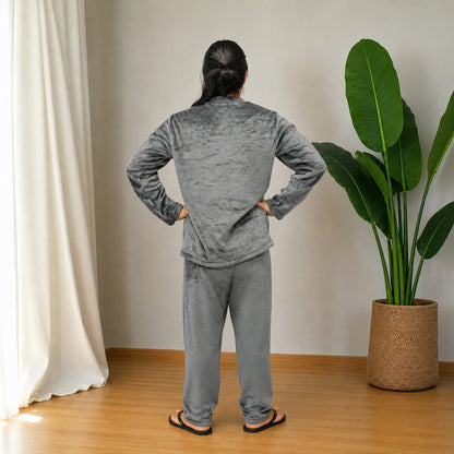Pijama Térmica Dos Piezas Gris estampada Sencilla Para Hombre