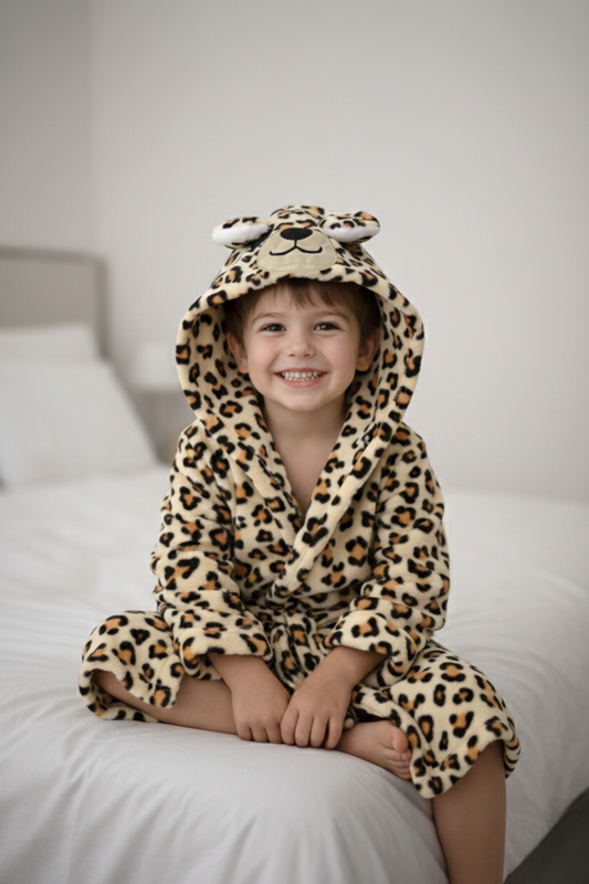 Bata para Niños Leopardo Temática Levantadora Pijama