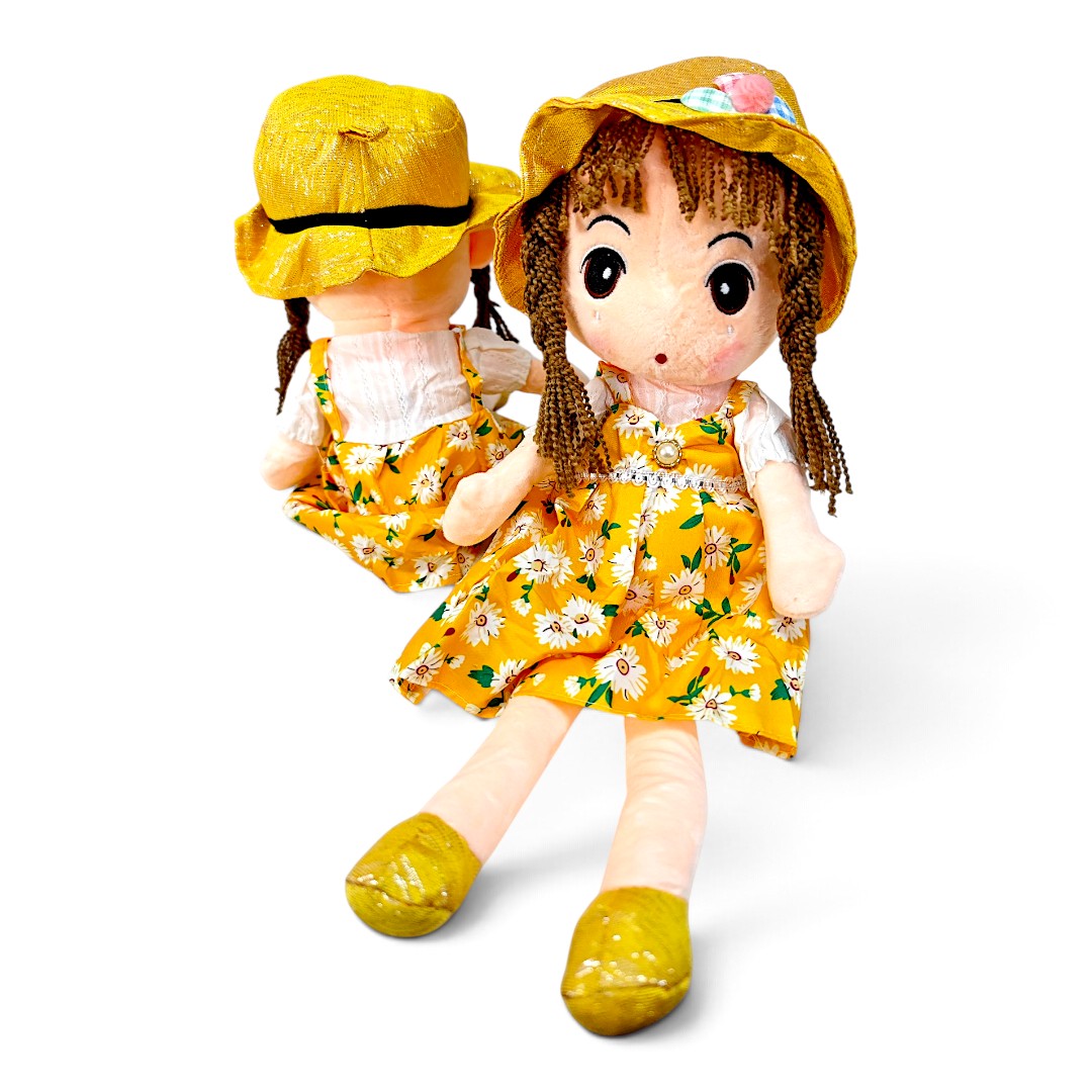 Peluche Muñeca de Trapo Vestido Amarillo 50 cm