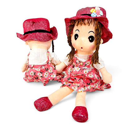 Peluche Muñeca de Trapo Vestido Rosado 60 cm