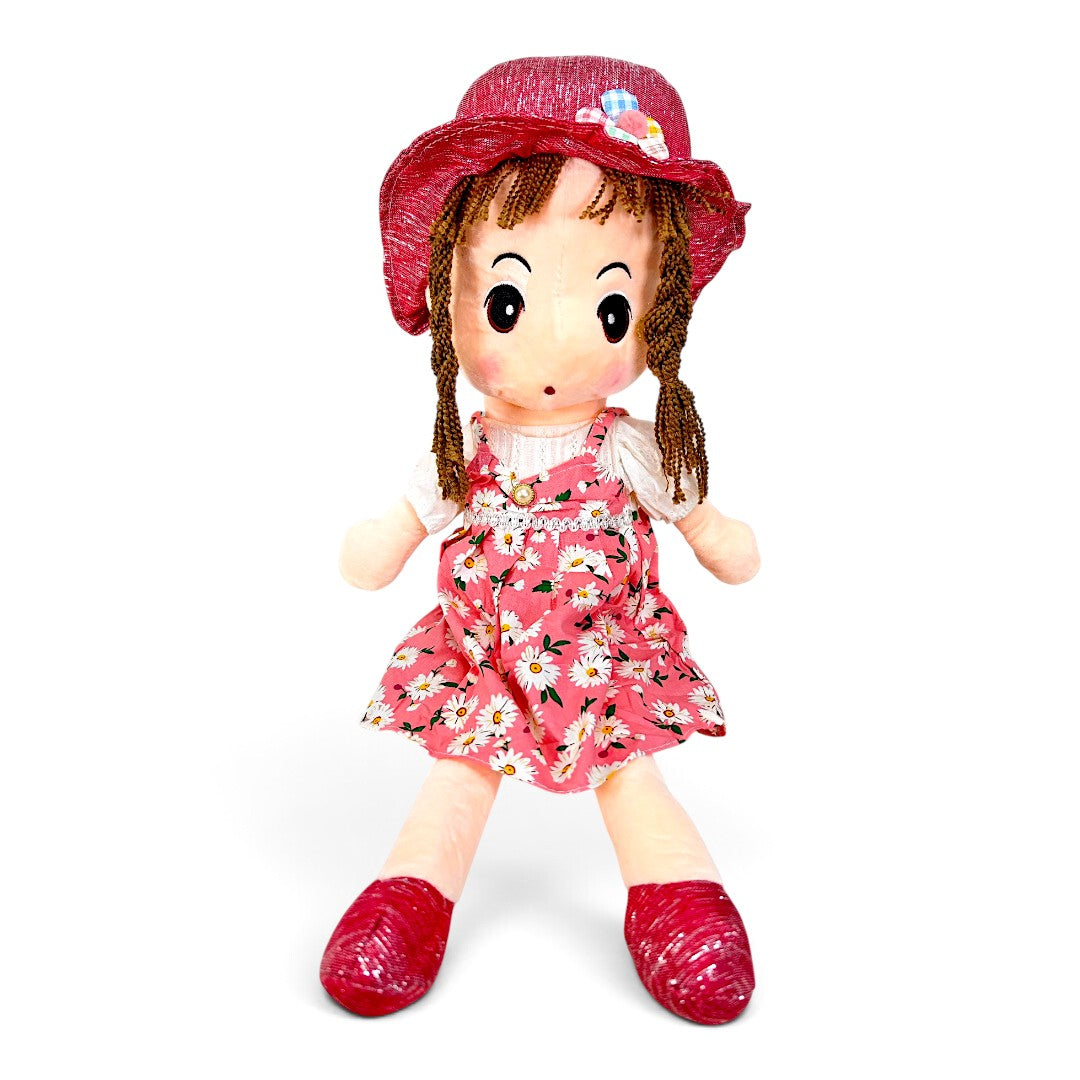 Peluche Muñeca de Trapo Vestido Rosado 60 cm