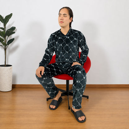 Pijama Térmica Dos Piezas estampada Negro MA Sencilla Para Hombre