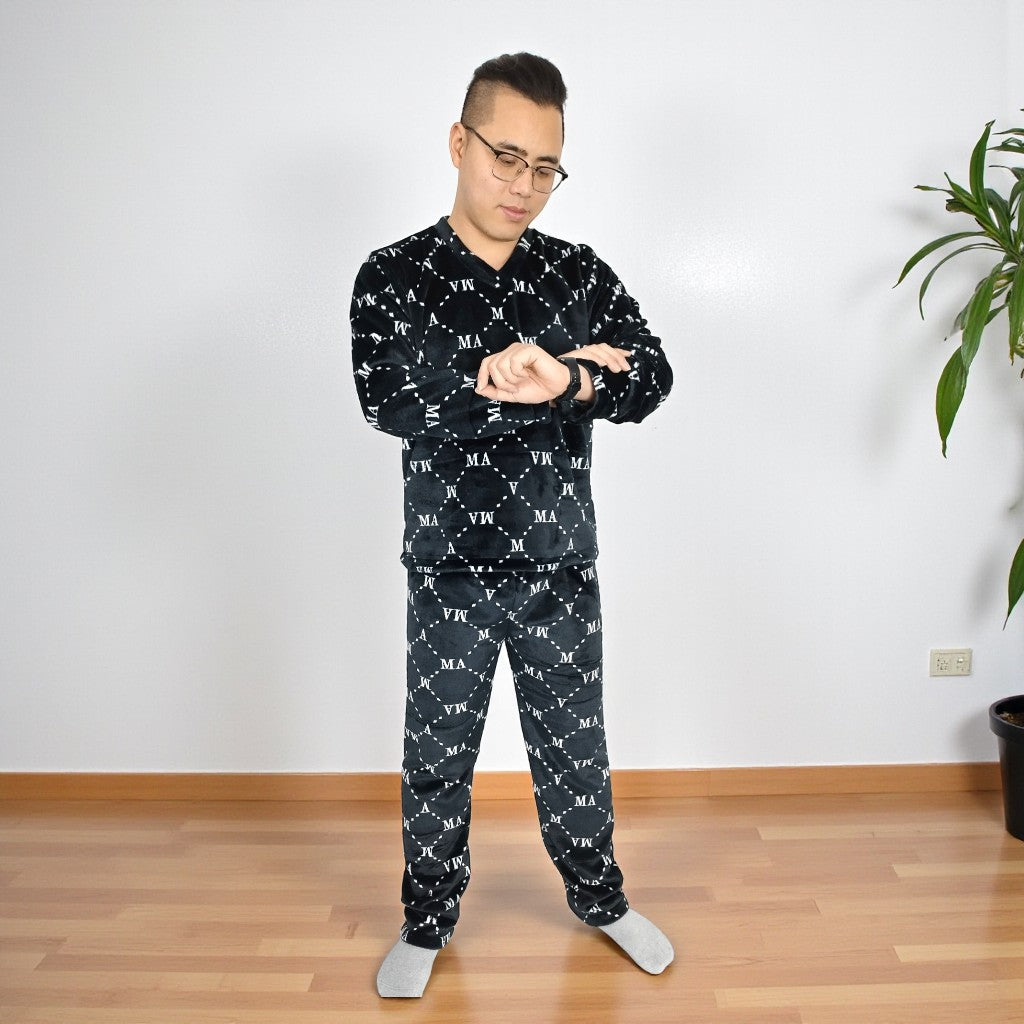Pijama Térmica Dos Piezas estampada Sencilla Para Hombre