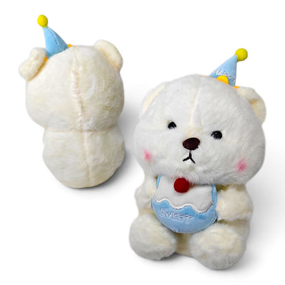 Peluche Osito Cumpleaños con Gorro Celeste