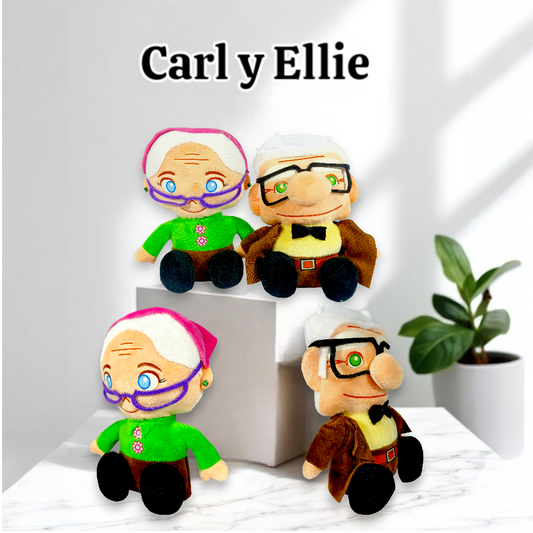Combo Peluches Carl Y Ellie 18 Cm Pareja Abuelos Up Película