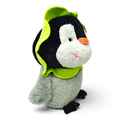 Peluche Pingüino Clásico Gris y Verde con Flor