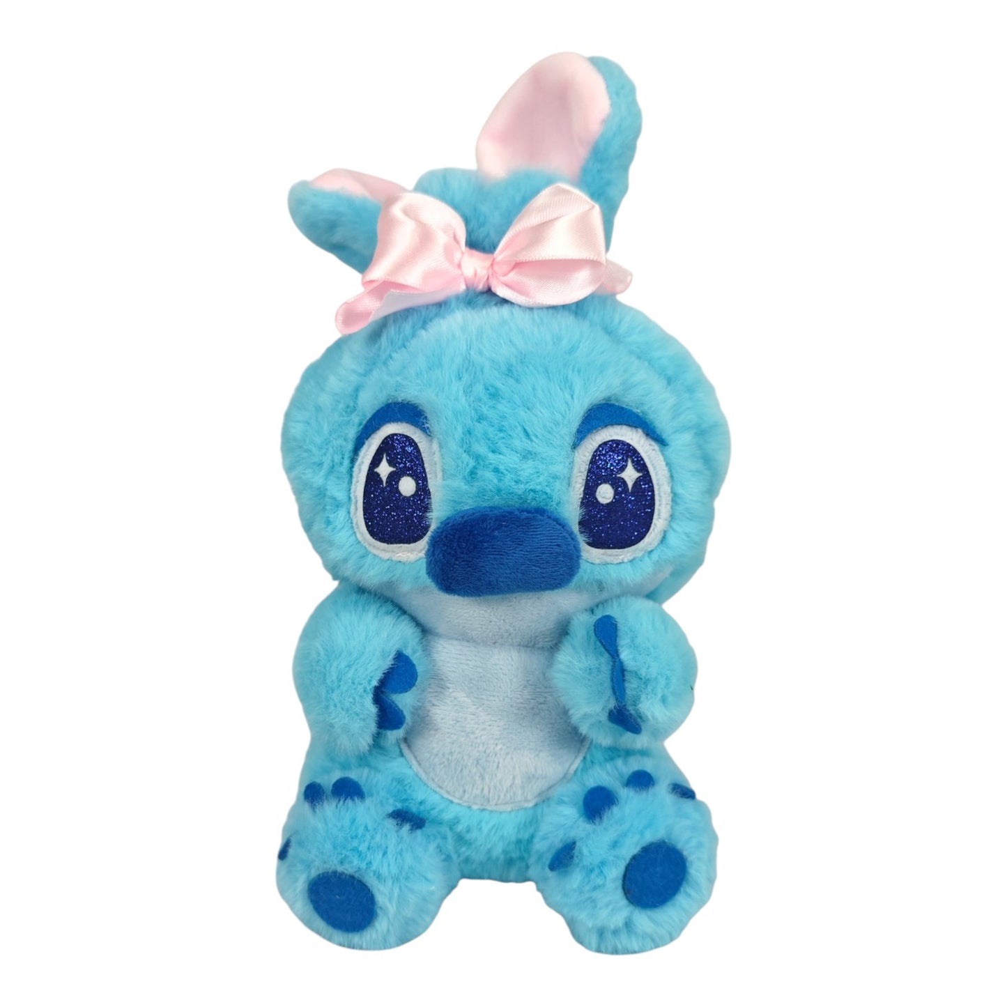 Peluche Stitch moño colores azul cielo