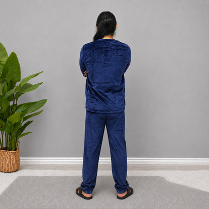 Pijama Térmica Dos Piezas estampada Azul Petroleo Sencilla Para Hombre