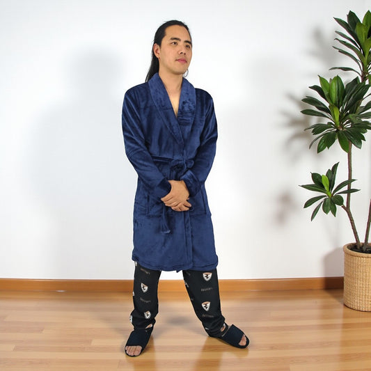 Bata unicolor Levantadora Térmica Para Hombre Pijama Azul Petroleo