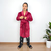Bata unicolor Levantadora Térmica Para Hombre Pijama Vinotinto