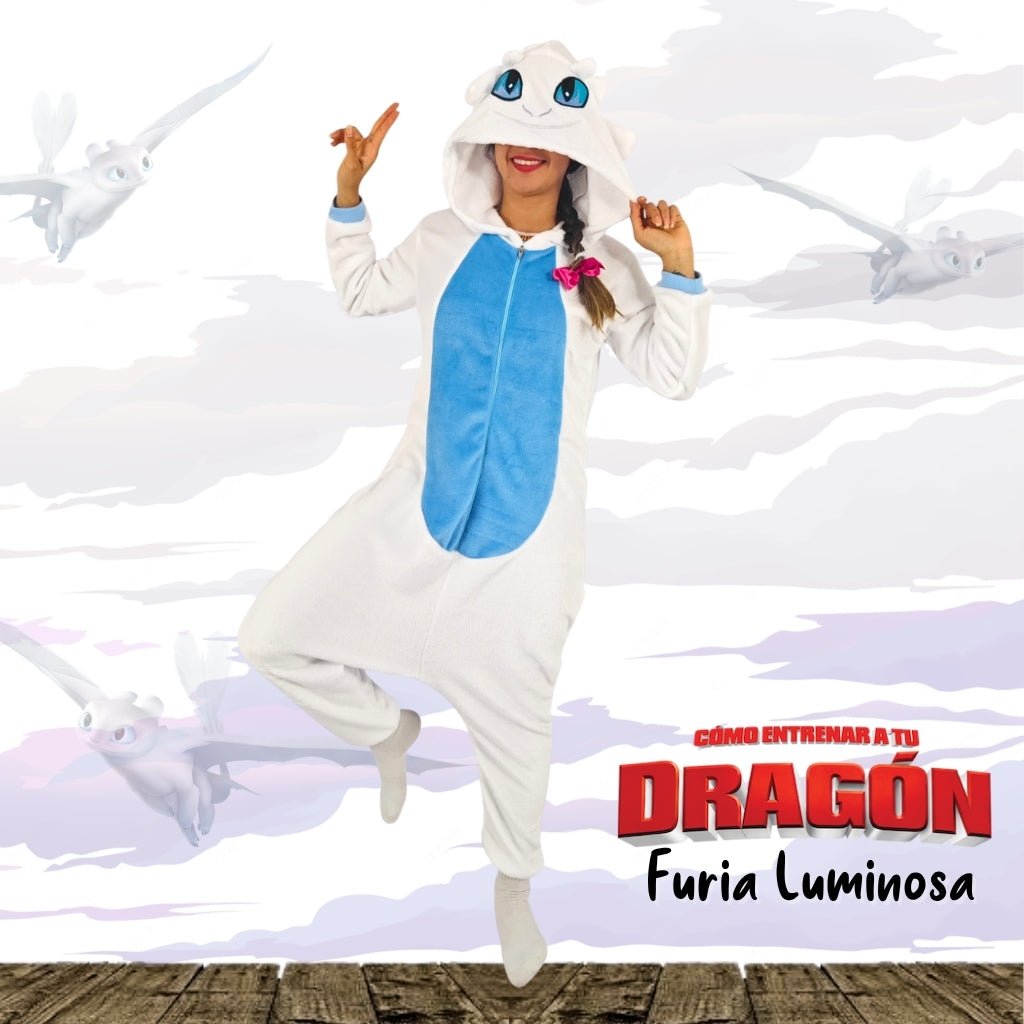 Kigurumi Dragón Furia Luminosa Enteriza Térmica – Pijama Temática para Adultos