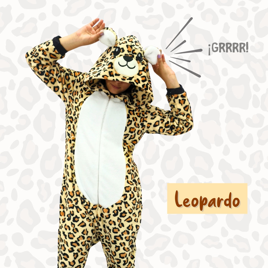 Pijama Térmica De Leopardo Para Adultos Y Niños