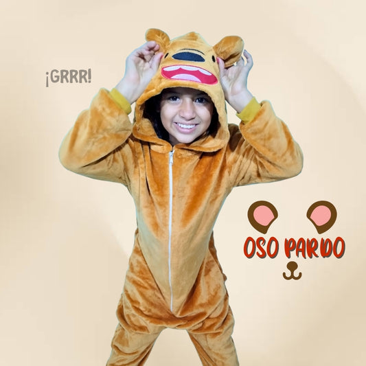 Pijama Kigurumi Térmica Oso Pardo Para Adultos Y Niños