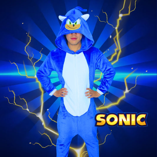 Pijama Térmica De Sonic Azul Para Adultos Y Niños