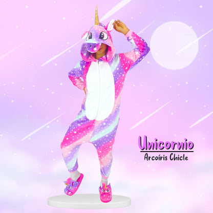 Kigurumi De Unicornio Arcoíris Chicle Adultos
