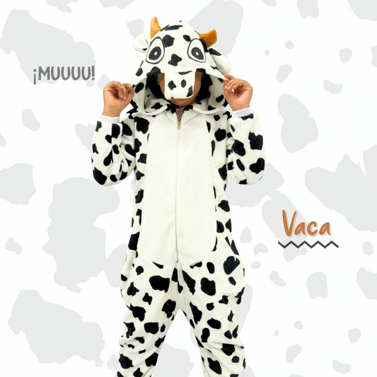 Pijama Kigurumi Térmica De Vaca Para Adultos Y Niños