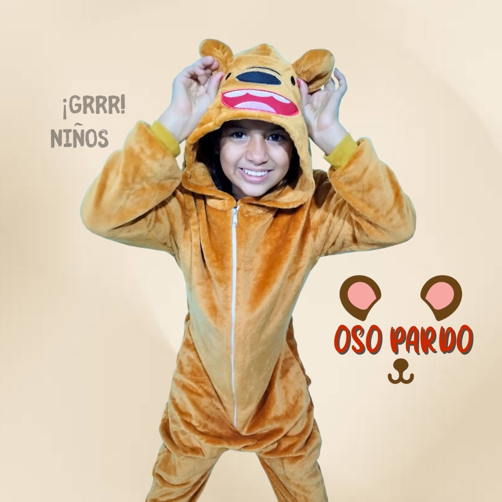 Kigurumi Térmica De Oso Pardo Pijama Para Niños