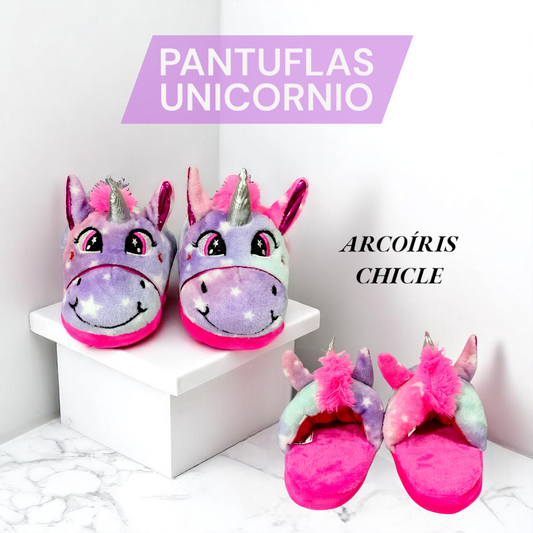 Babuchas, Pantuflas De Unicornio Para Niños Y Adultos Colores Arcoíris
