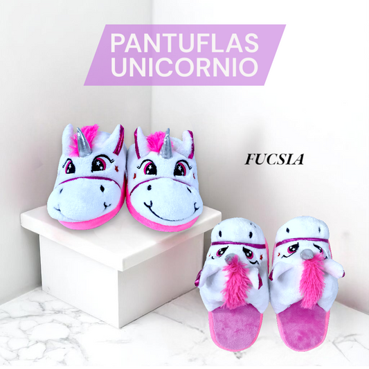 Pantuflas, Babuchas Unicolor De Unicornio Para Niños Fucsia