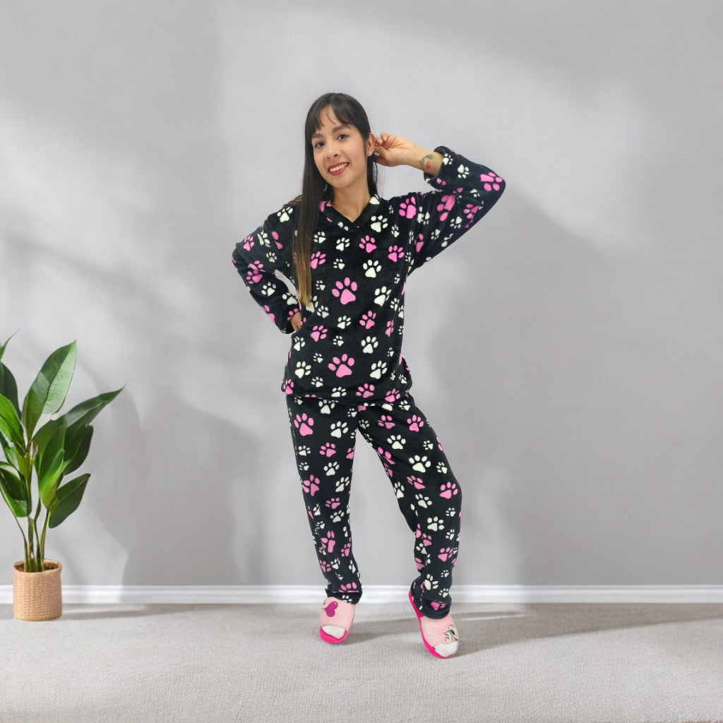Pijama estampada termica dos piezas sencilla para dama