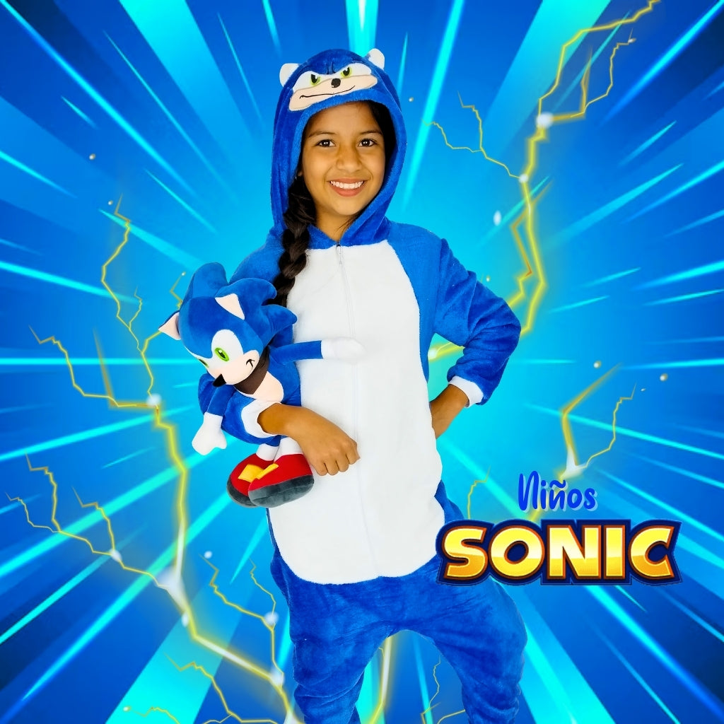 Kigurumi Térmica De Sonic Azul Para Niños
